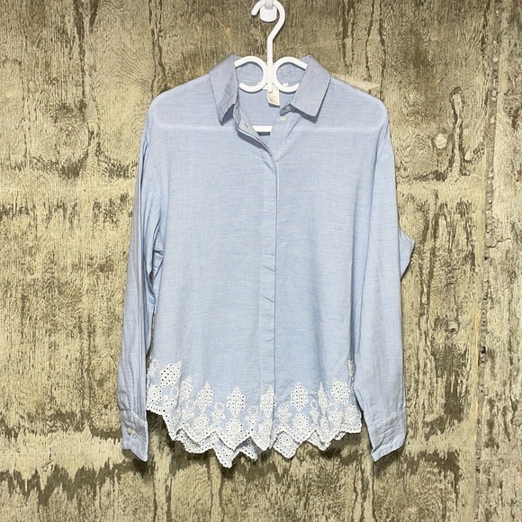 H&M button down striped tunic shirt hem details - Picture 1 of 6